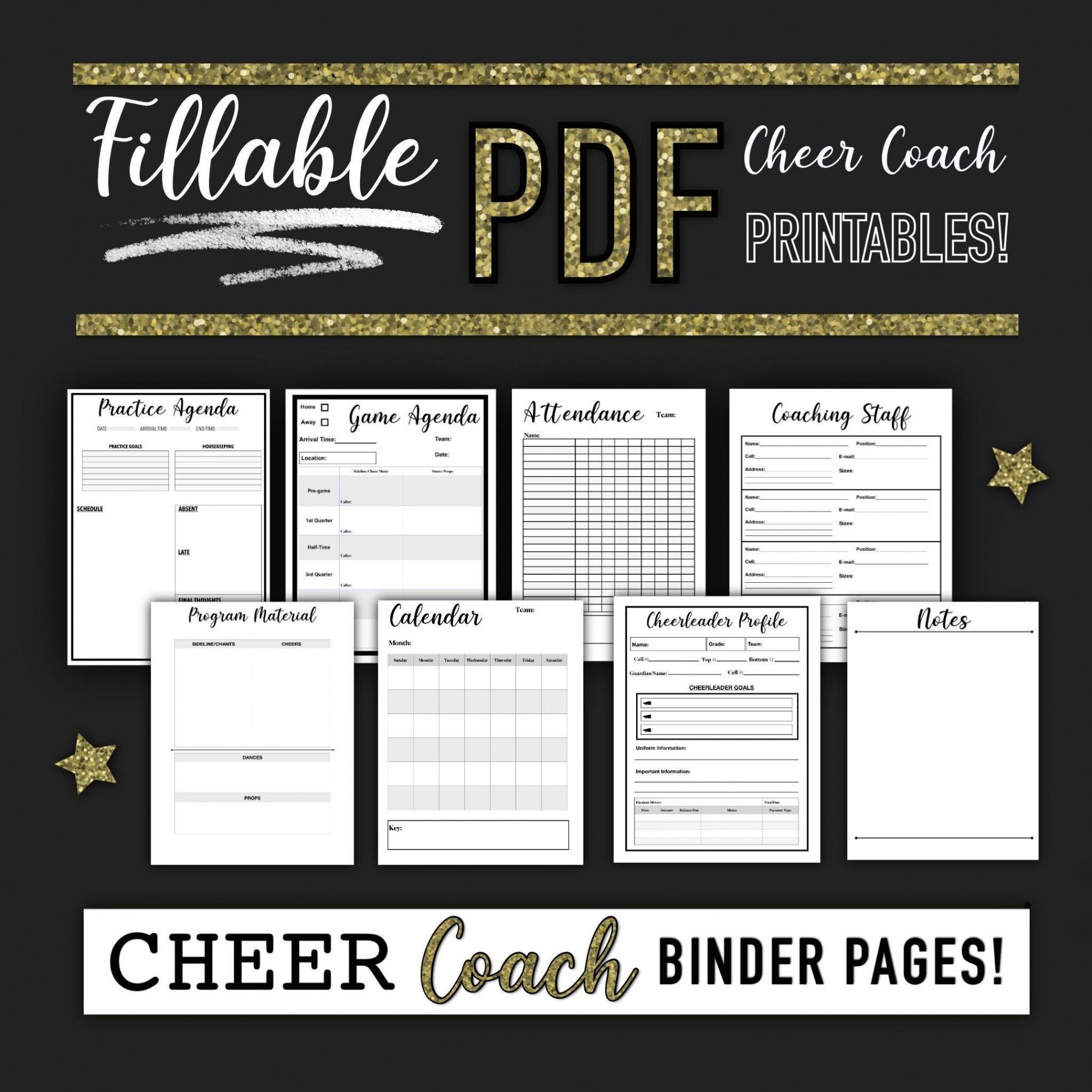 Cheerleading Coach Binder Fillable and Printable Digital - Etsy