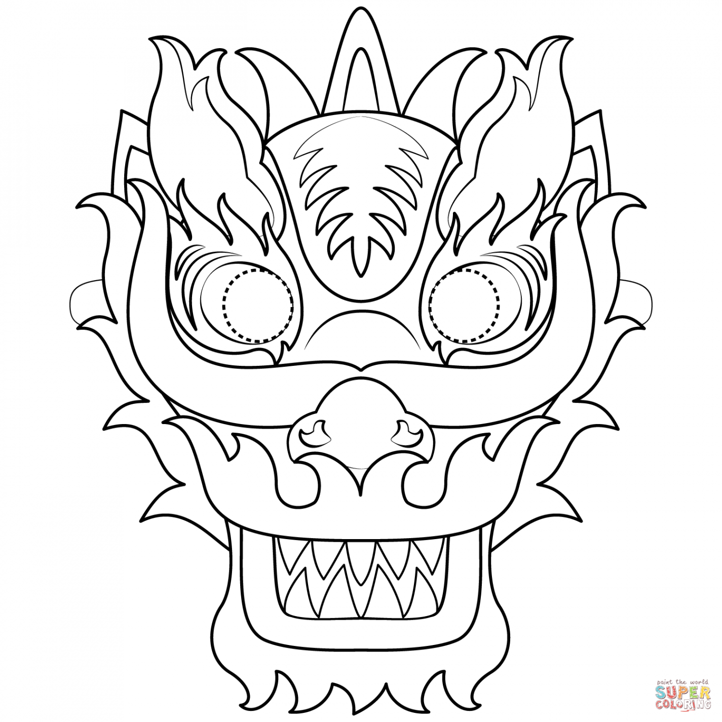 Chinese New Year Dragon Mask coloring page  Free Printable