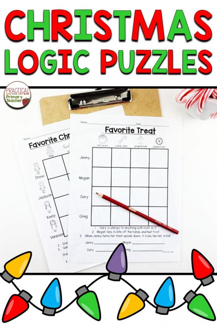 Christmas Logic Puzzles st and nd Grade Brain Teasers  Fun