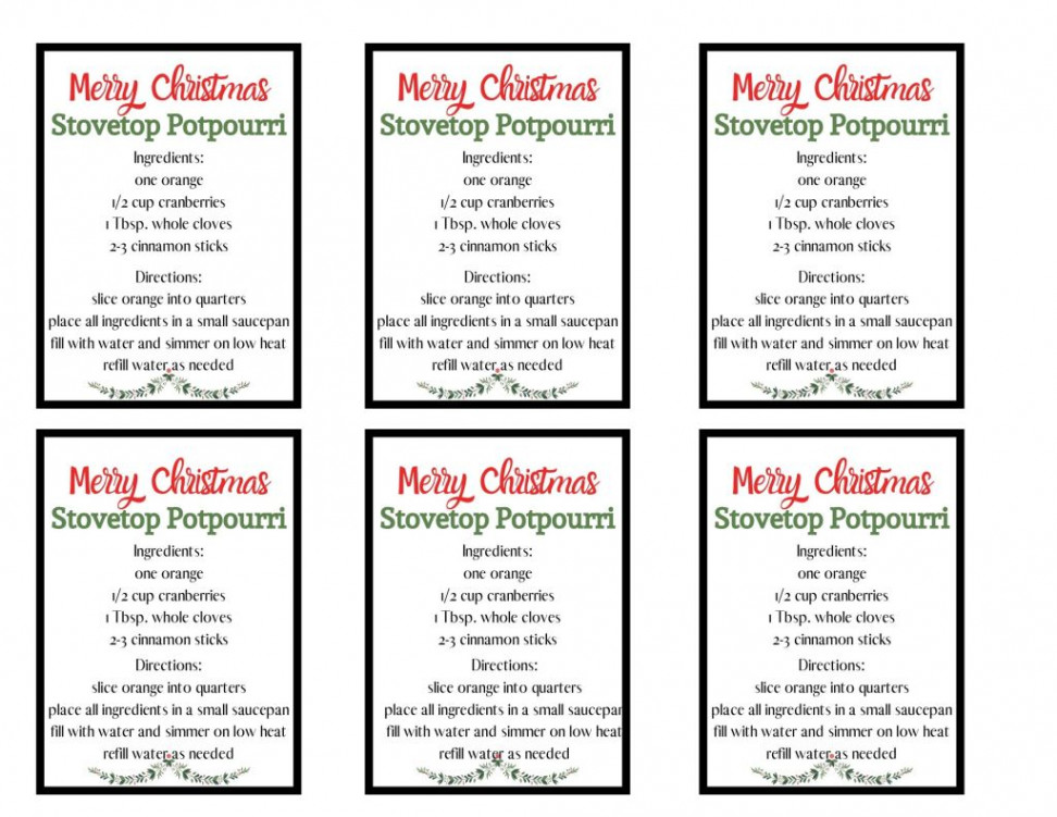 Christmas Stovetop Potpourri Recipe & Printable Gift Tag - The