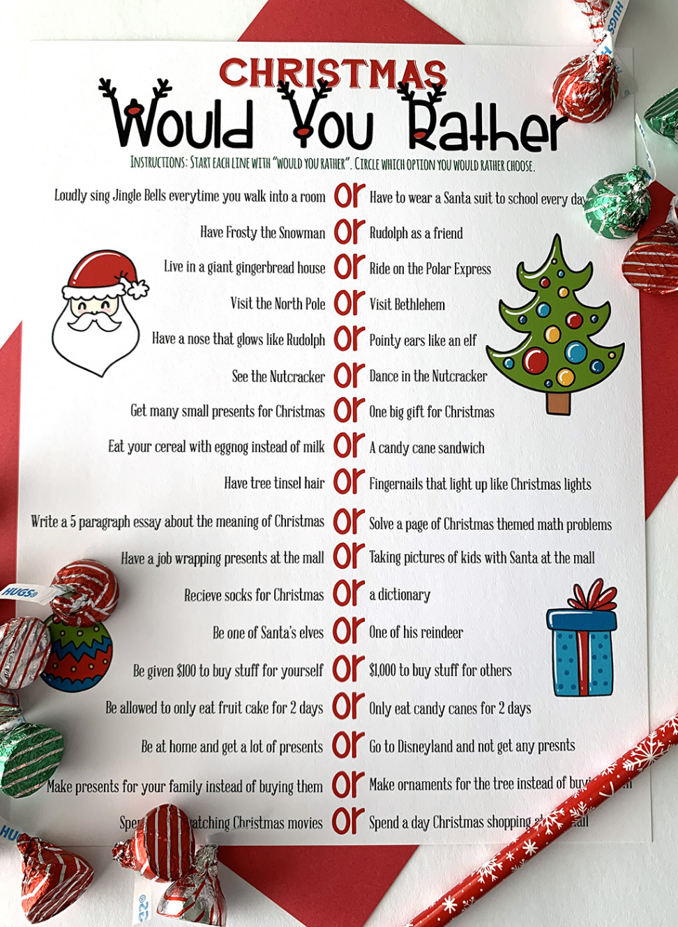 Christmas Would You Rather Free Printable - The Crafting Chicks