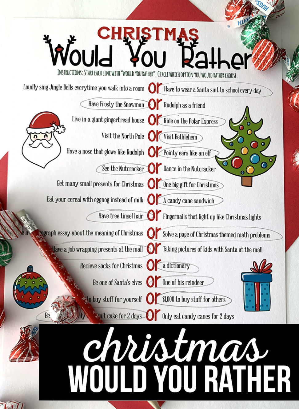 Christmas Would You Rather Free Printable - The Crafting Chicks