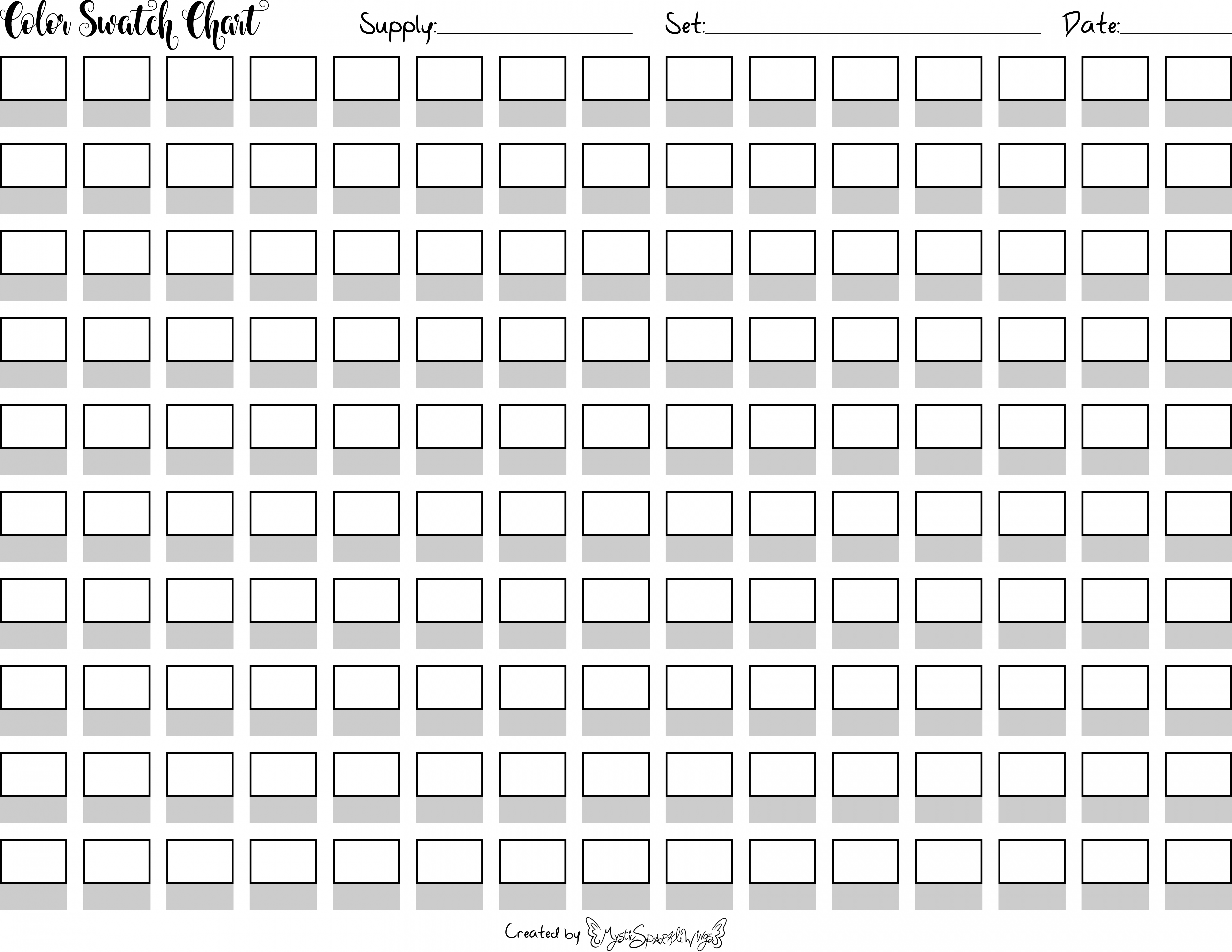 Color Swatch Chart - No Number Boxes by MysticSparkleWings on