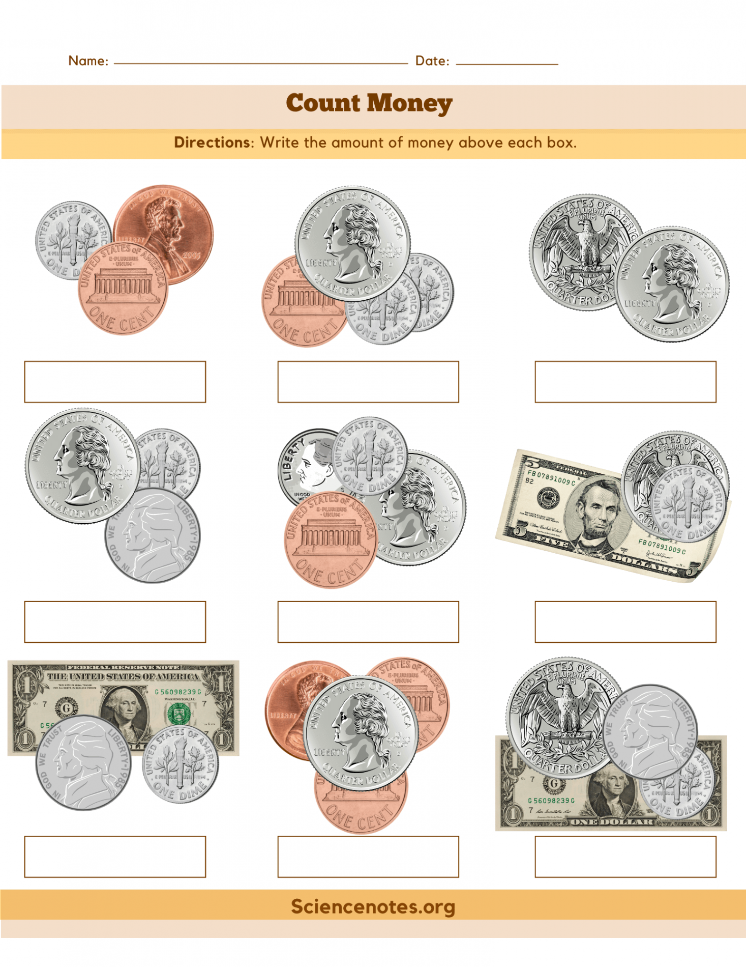 Counting Money Worksheets