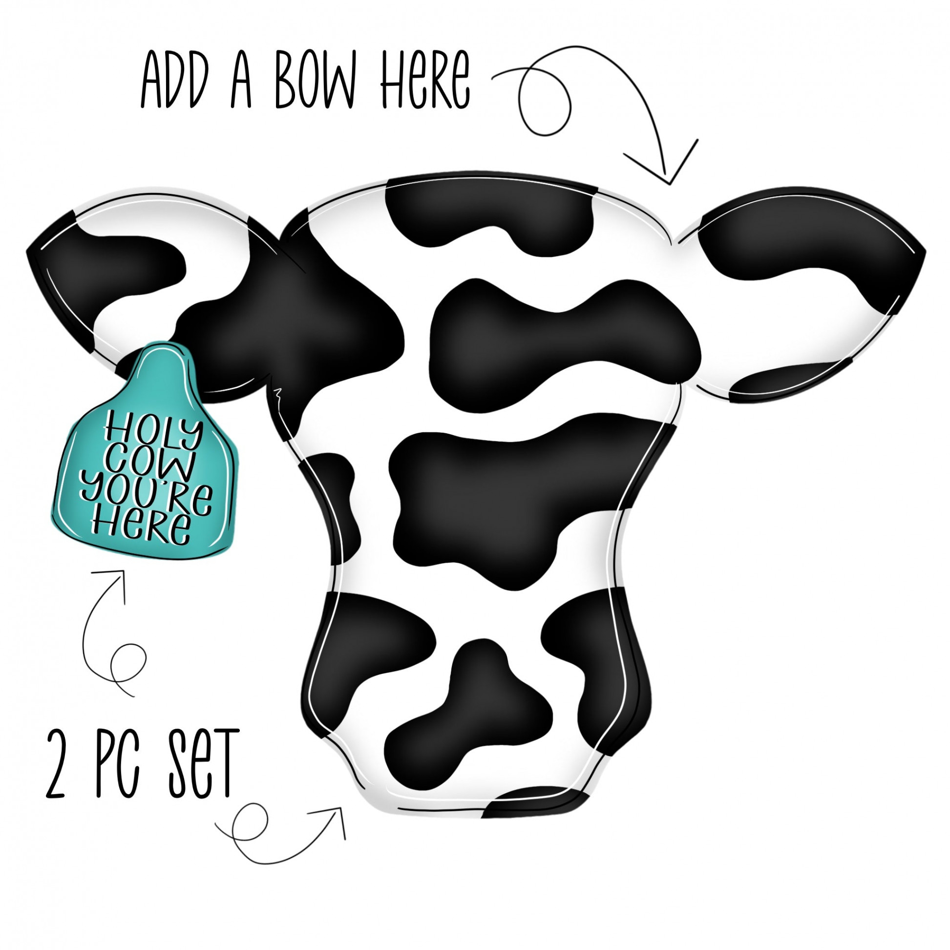 Cow Head with Tag (pc) Printable Template