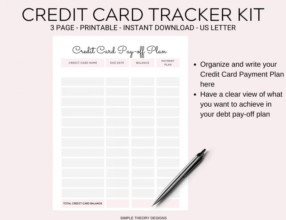 Credit Card Tracker Template Organizer Debt Pay Off Kit Set - Etsy