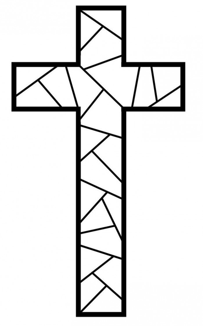 Cross coloring page, Stain glass cross, Mosaic patterns