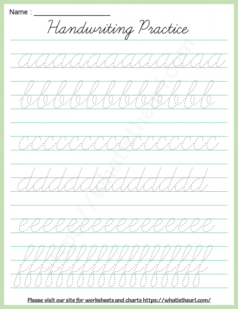 Cursive Handwriting Practice Worksheet  Alphabets a-z  Cursive