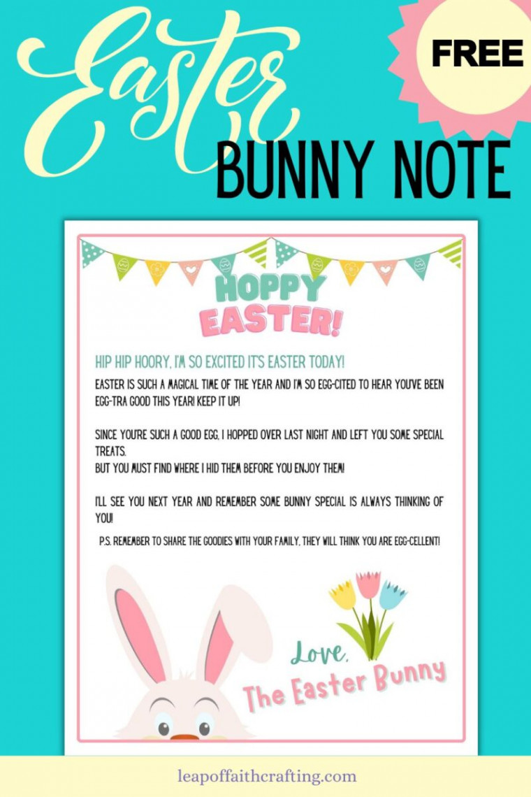 Cute FREE Easter Bunny Note Printable Letter PDF! - Leap of Faith