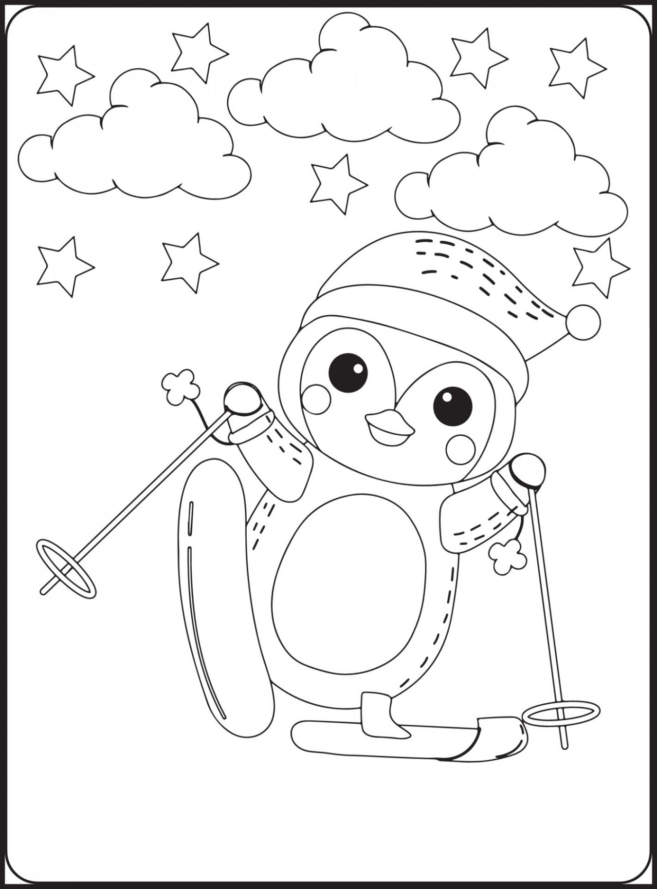 CUTE Winter Animals Coloring Pages  Vector Art at Vecteezy