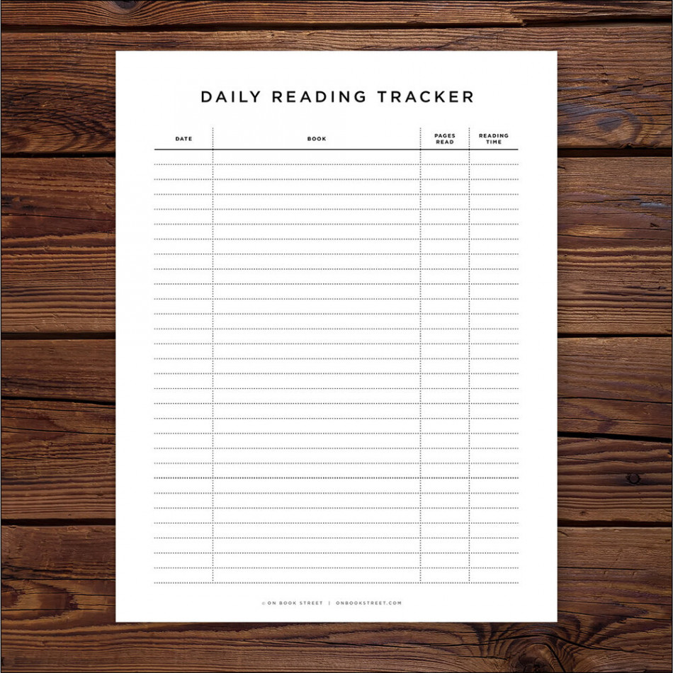 Daily Reading Tracker Printable — On Book Street