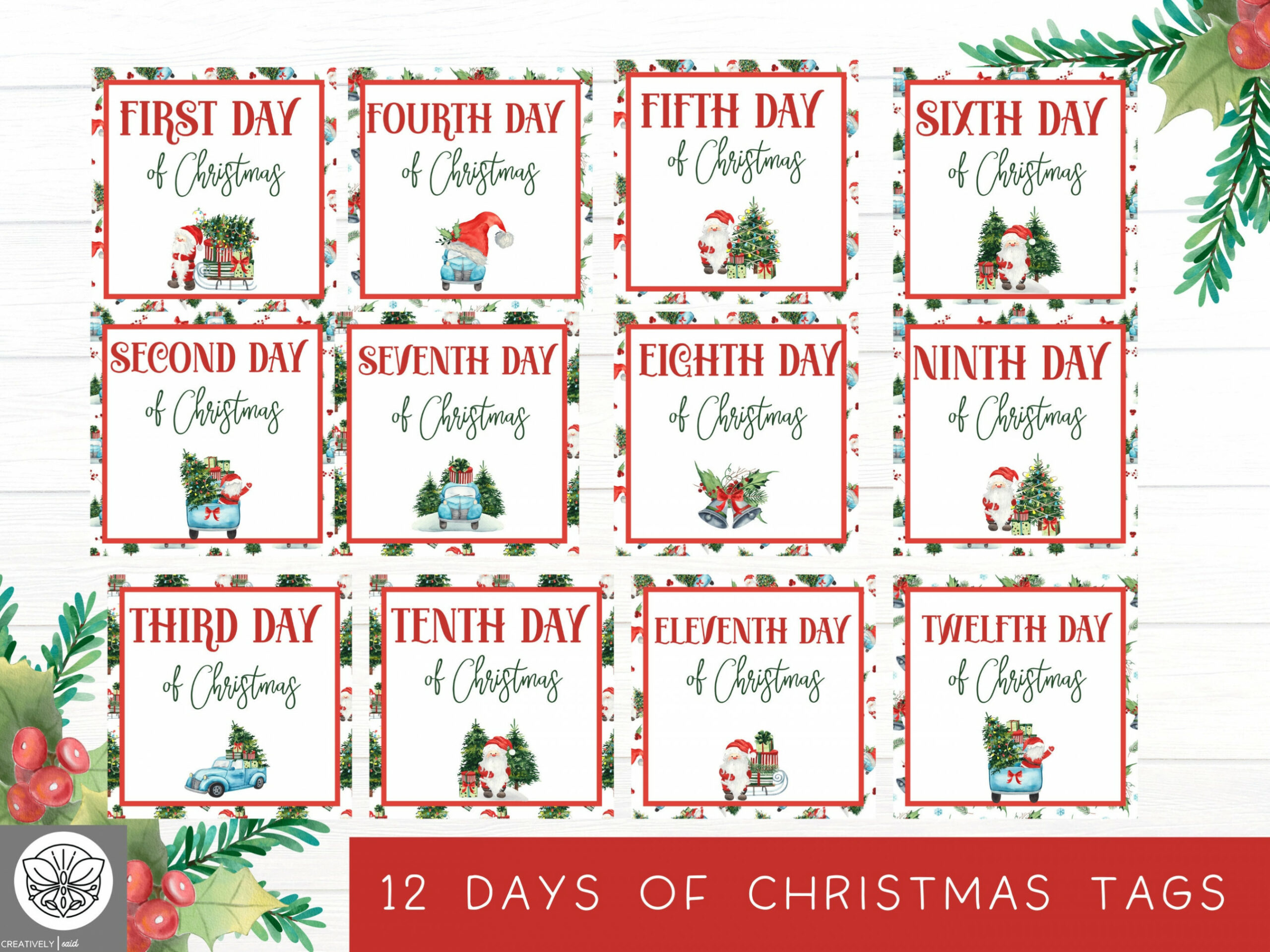 Days of Christmas Tags Twelve Days of Christmas - Etsy