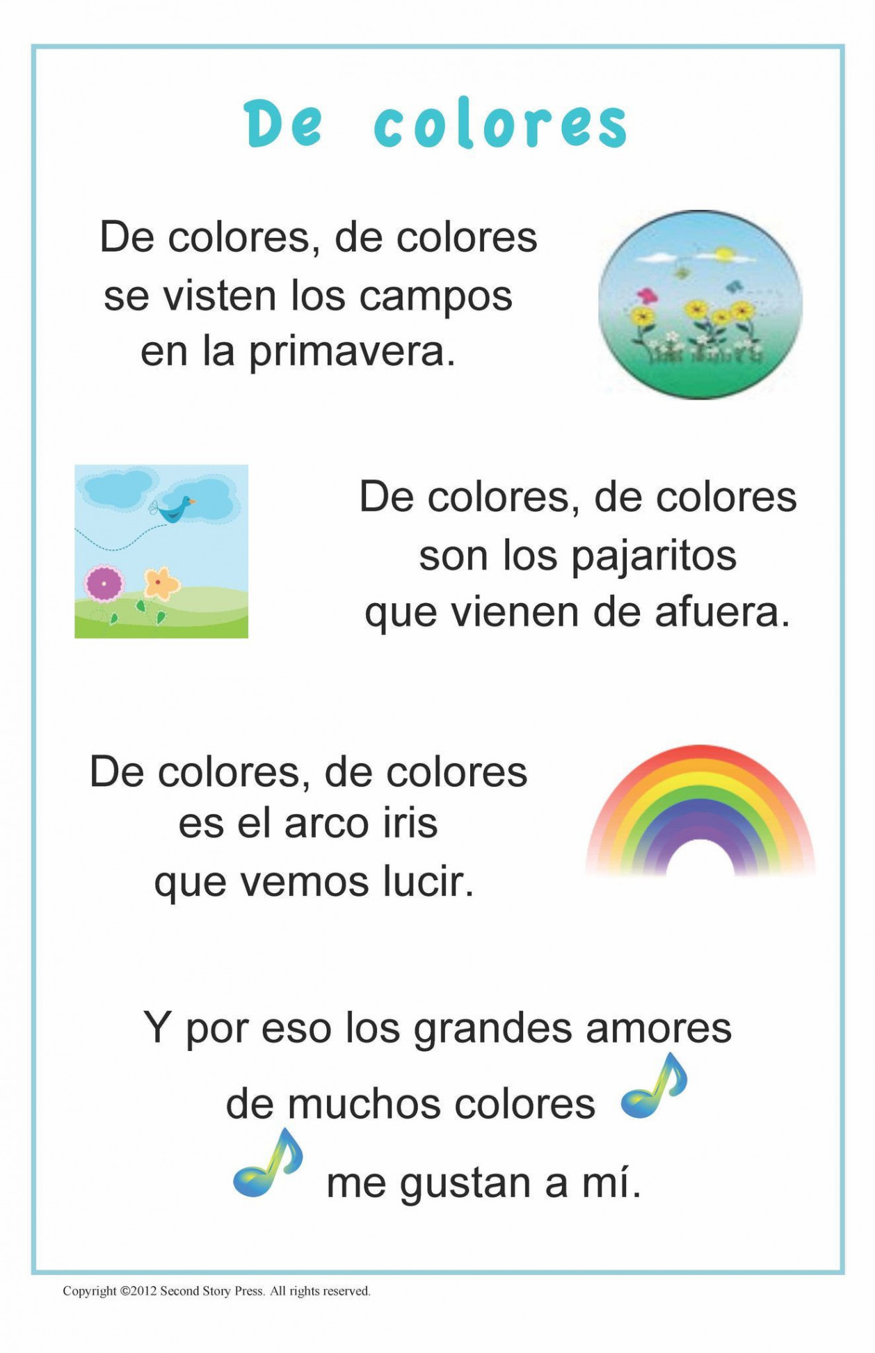 De colores  Spanish songs, Spanish lessons for kids, Teaching posters