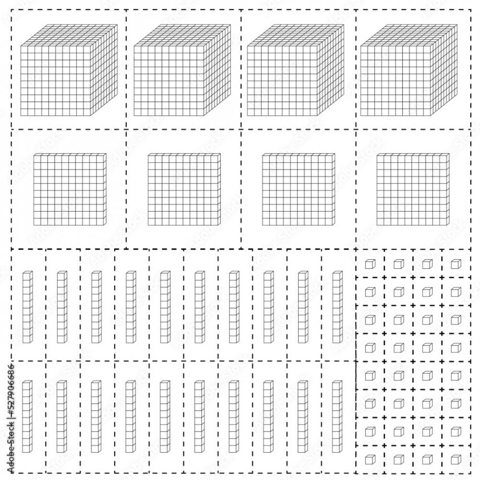 Dienes blocks. Base ten counting