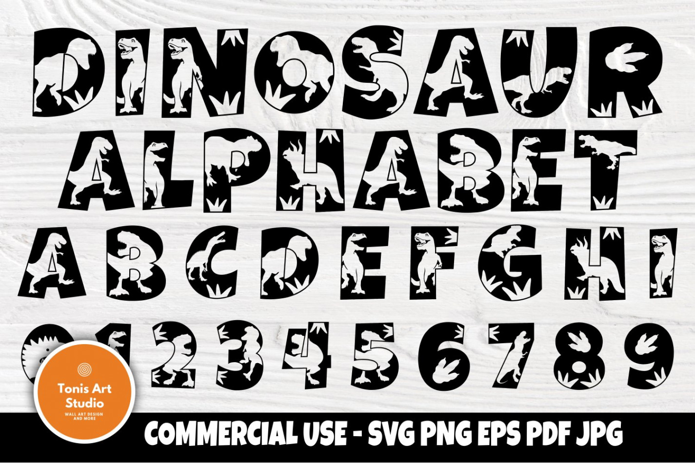 Dinosaur Alphabet Clipart, Monogram Letters Svg, ()