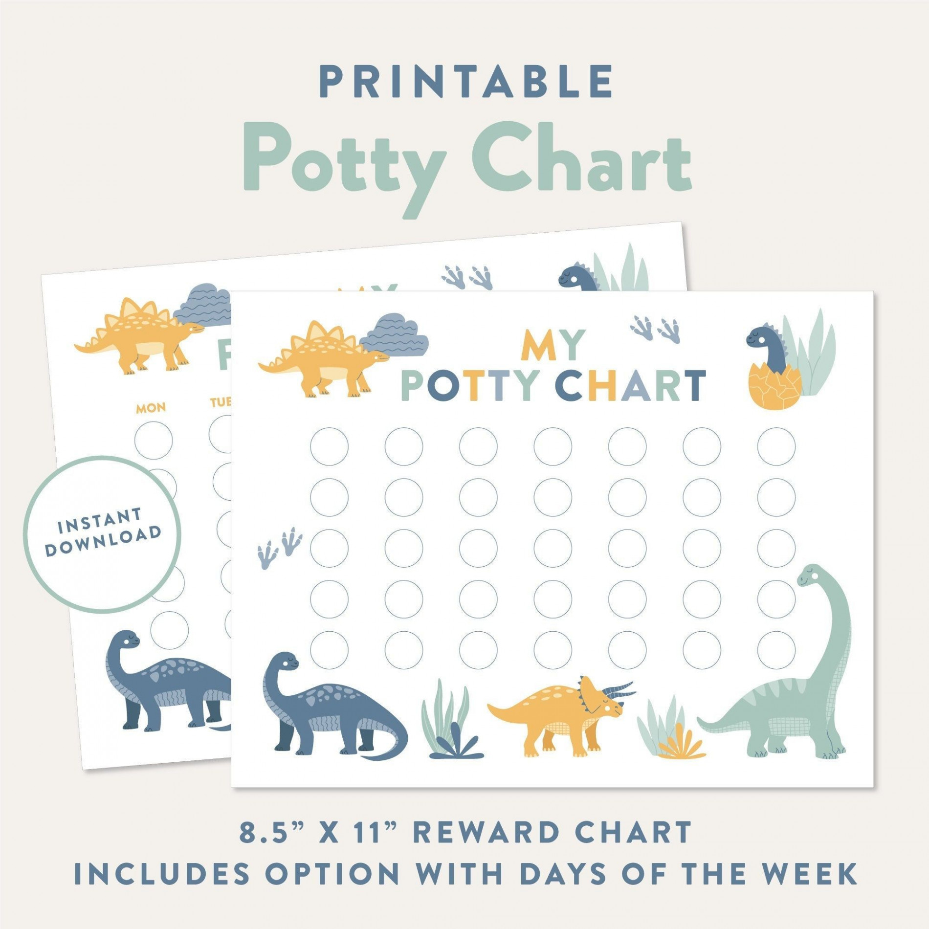 Dinosaur Potty Chart Printable Potty Training Reward Chart - Etsy