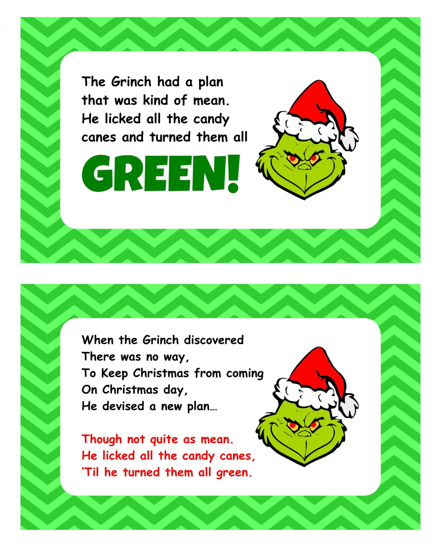 DIY Grinch Candy Cane Poem Printable Tag