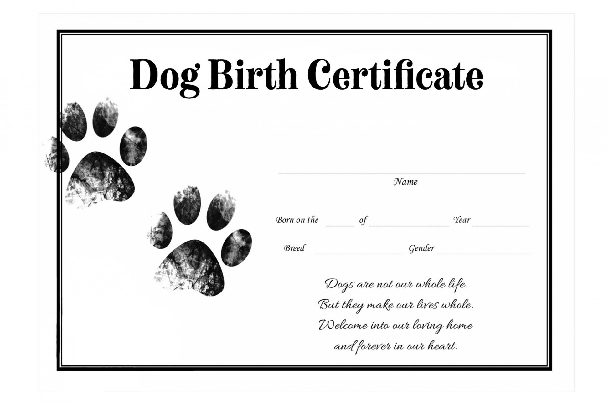 Dog Birth Certificate for Girl or Boy Puppy Gender Neutral - Etsy