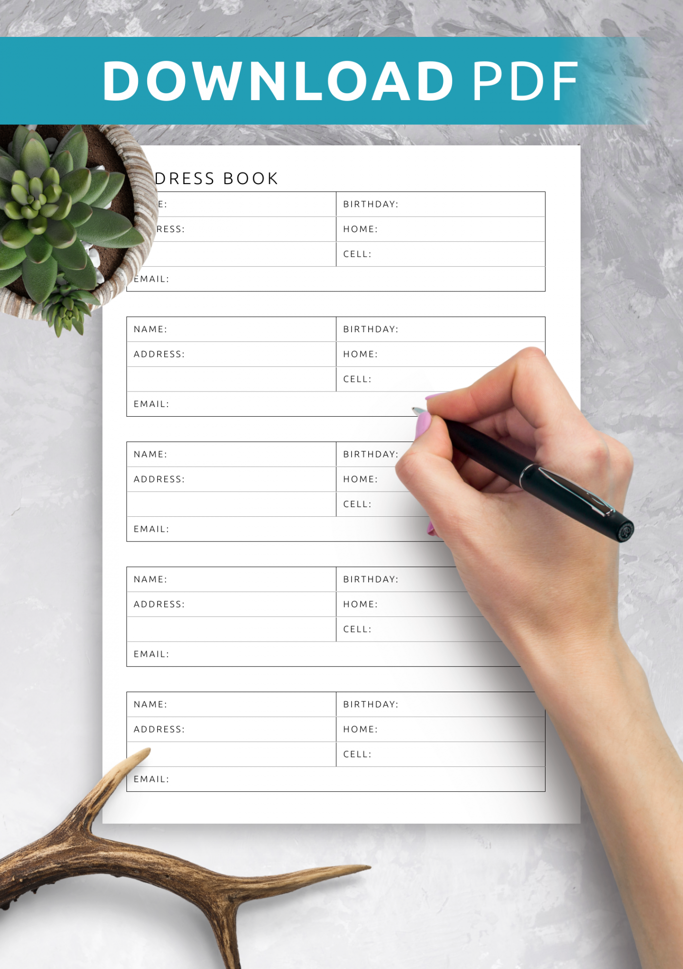 Download Printable Address Book Template PDF