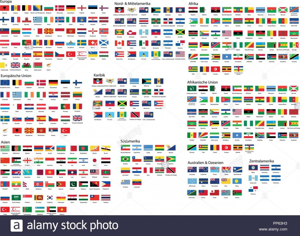 Download this stock vector: All National Flags Of The World With