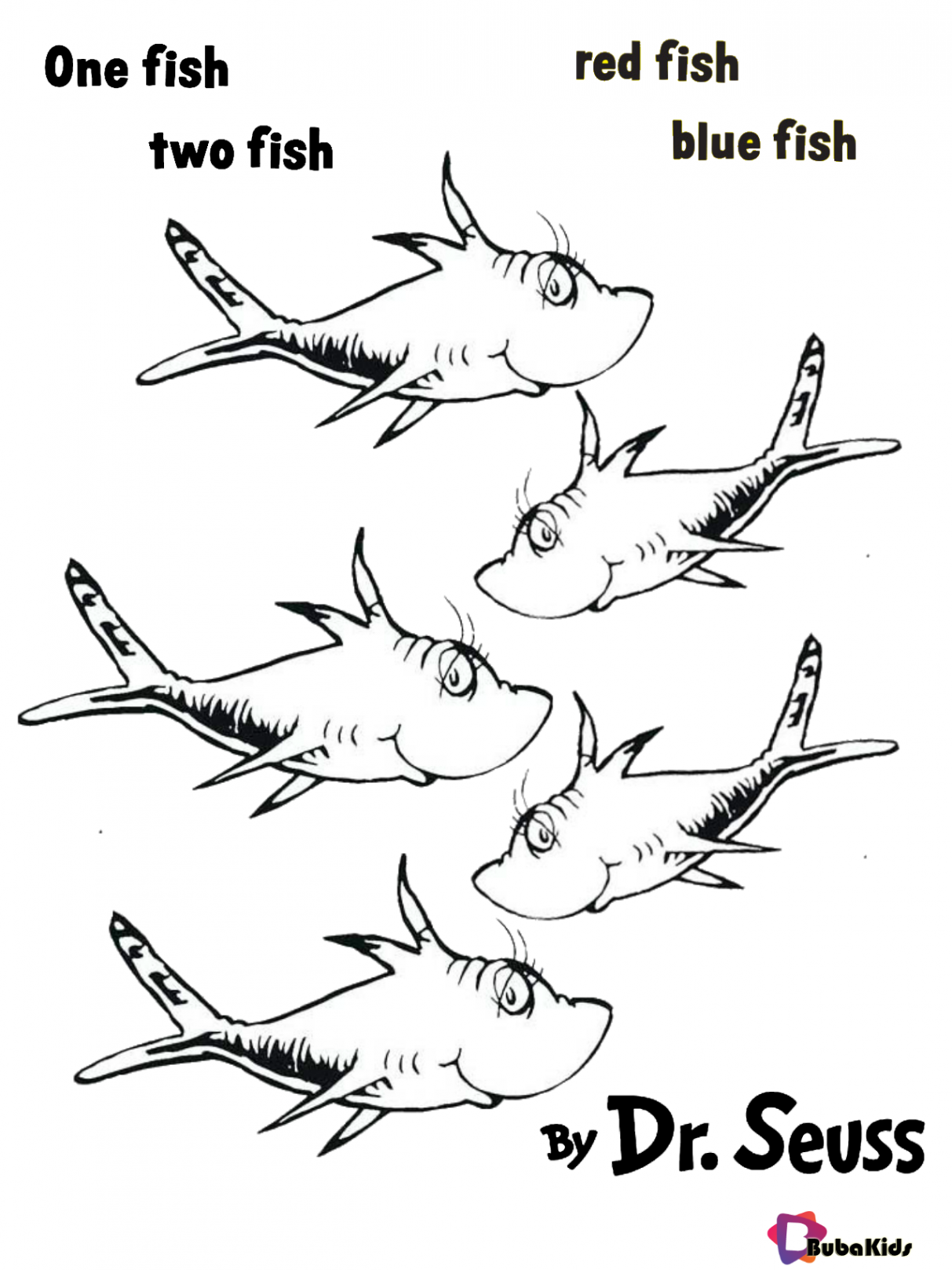 Dr seuss one fish two fish red fish blue fish coloring pages