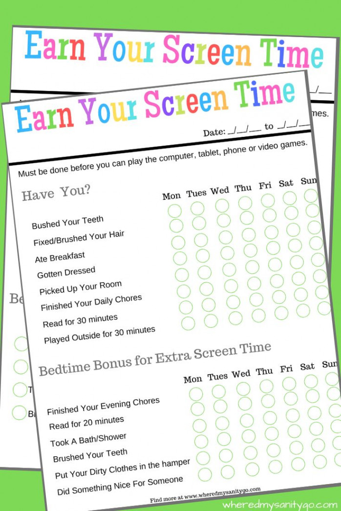 Earn Your Screen Time Free Printable  Screen time rules kids