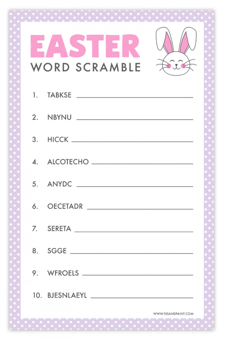 Easter Word Scramble - Free Printable Easter Games and Activities