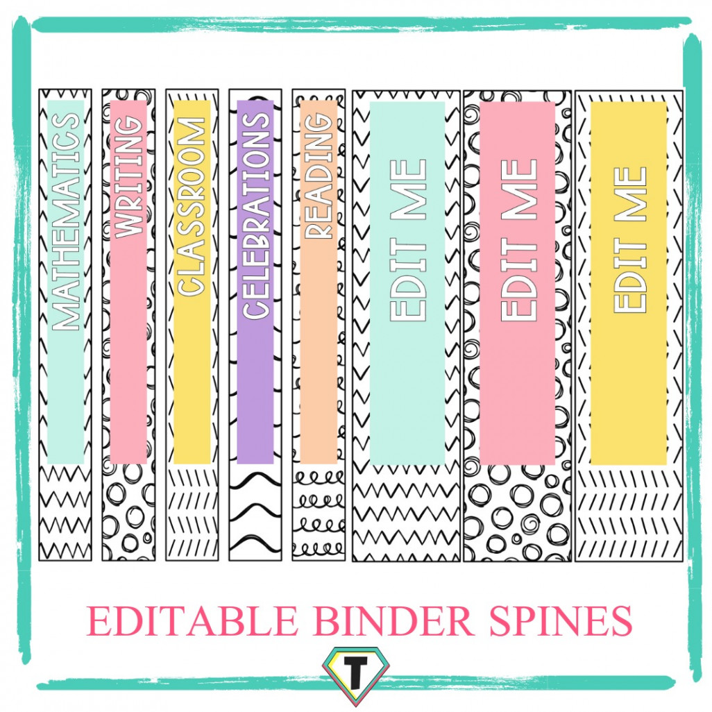 Editable binder spine labels- Pretty Pastels - The Teacher Hero