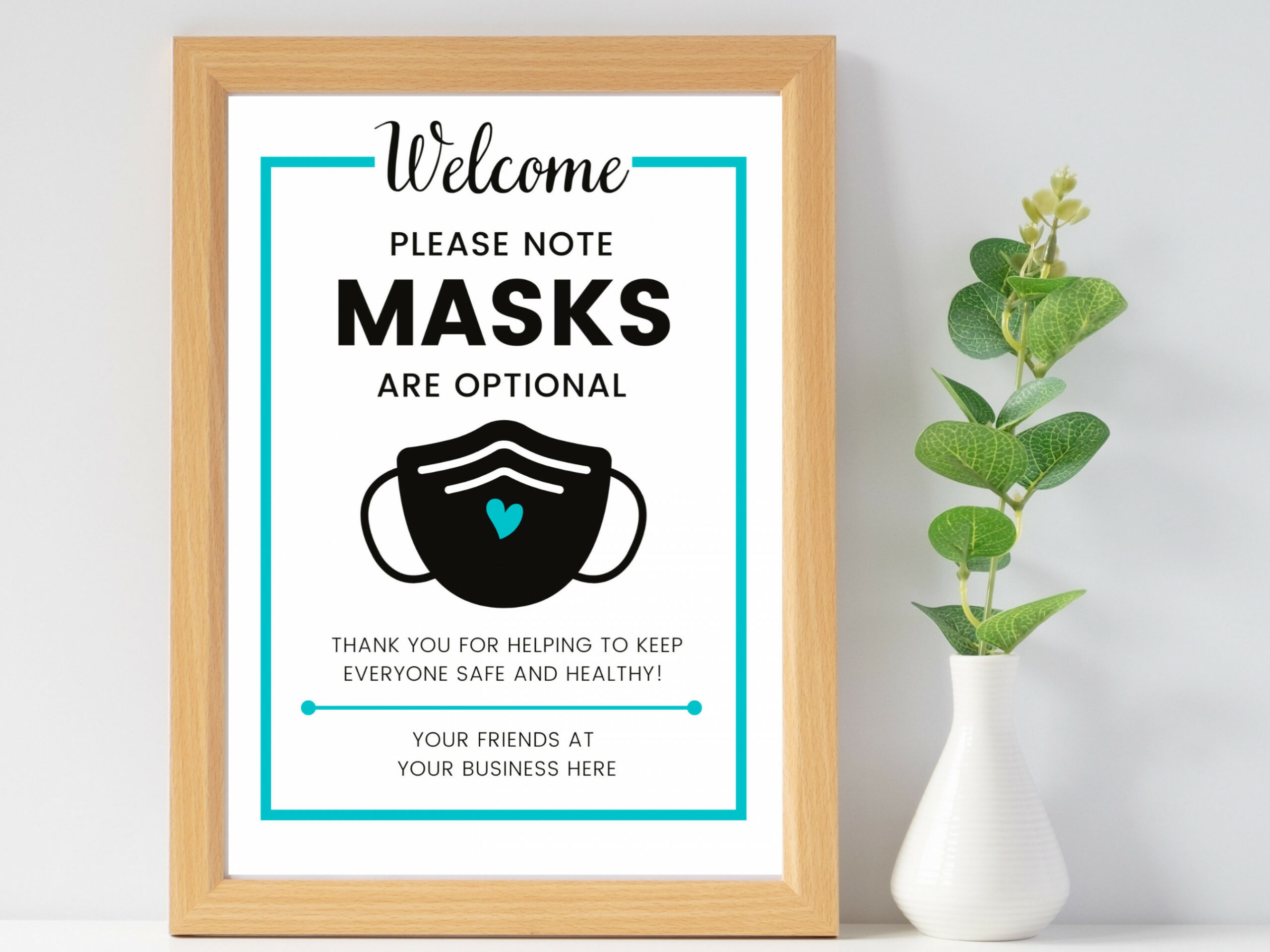 Editable Business Mask Sign, Mask Optional Sign, Printable Mask