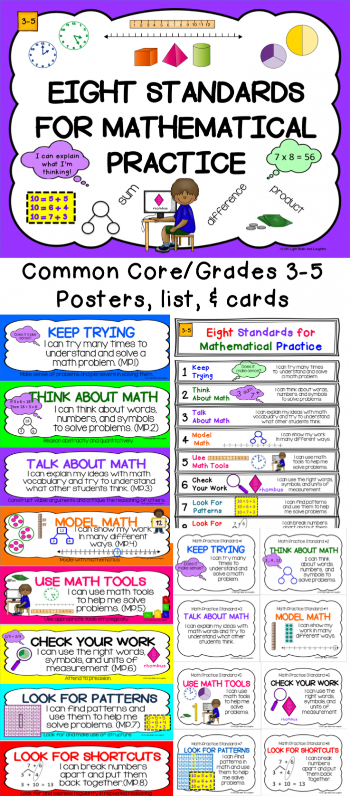 Eight Mathematical Practice Standards - Common Core - Adapted for