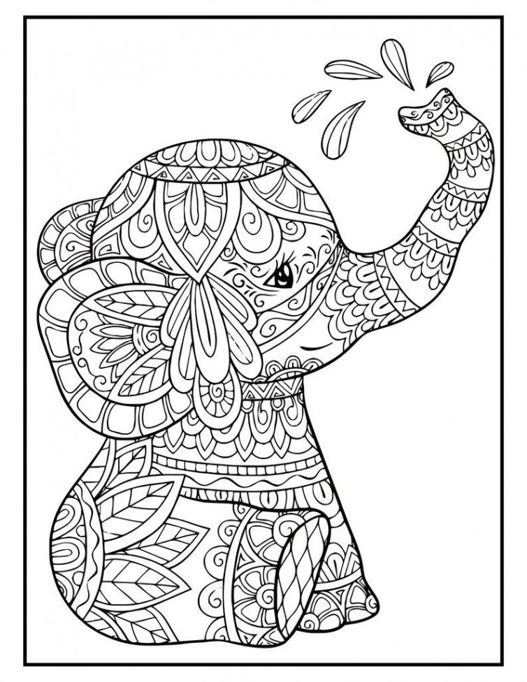 Elephant Mandala Coloring Pages  Page Elephant Coloring - Etsy