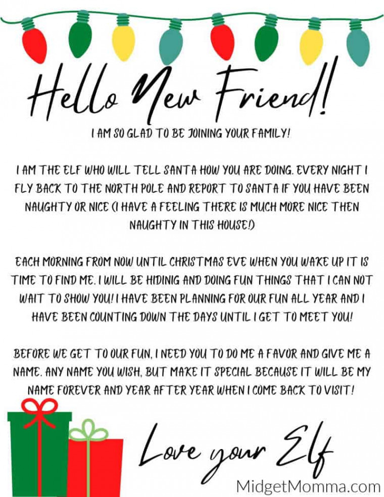 Elf on the Shelf Arrival Letter