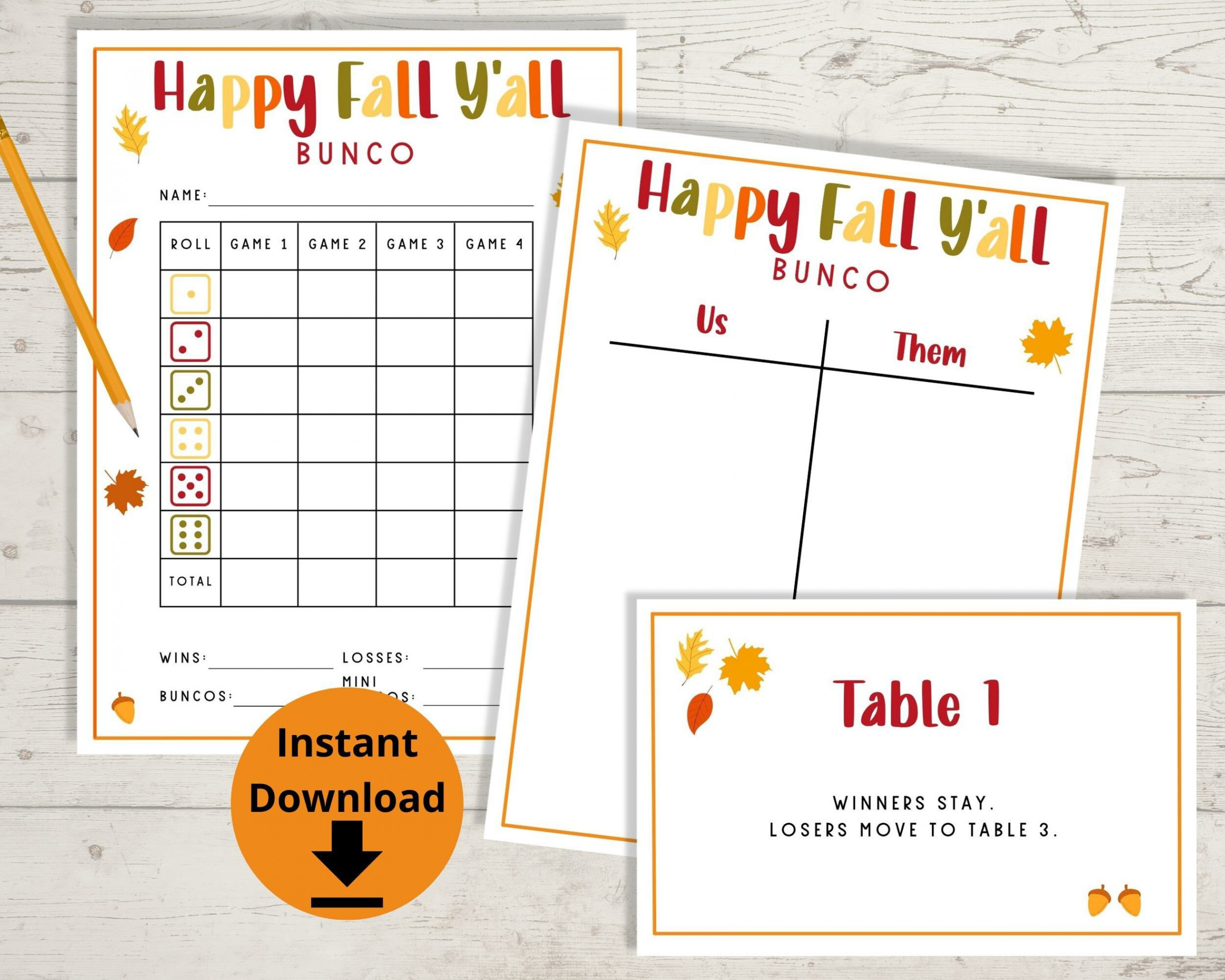 Fall Bunco Happy Fall Y