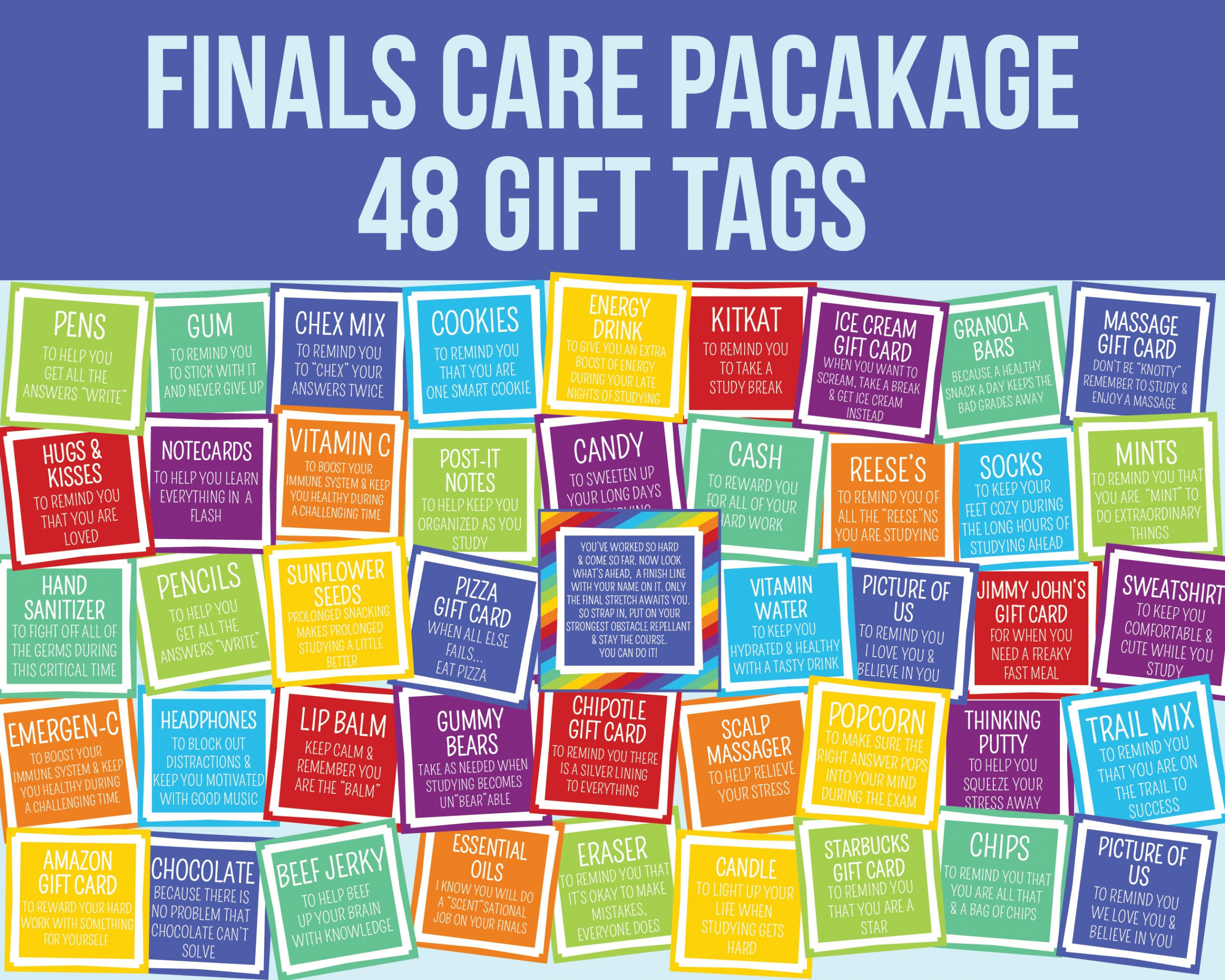 Finals Survival Kit oder Care Package Printables Final Exams - Etsy