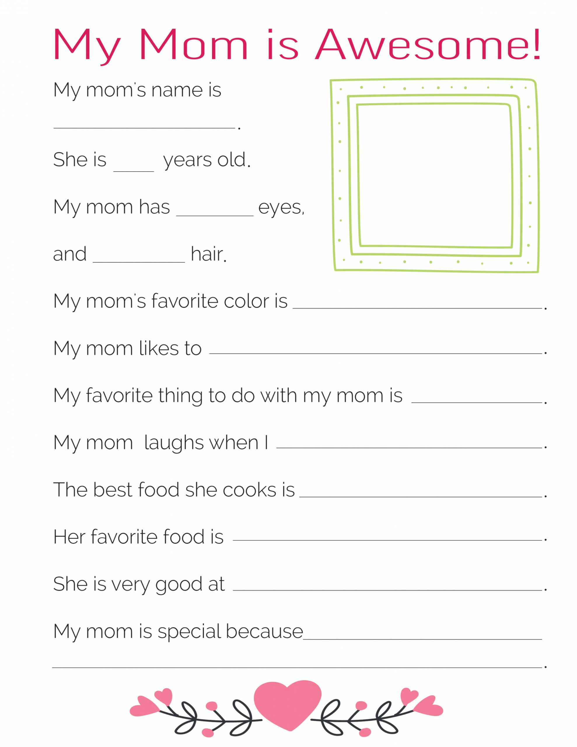 Free "All About My Mom" Printables - Freebie Finding Mom