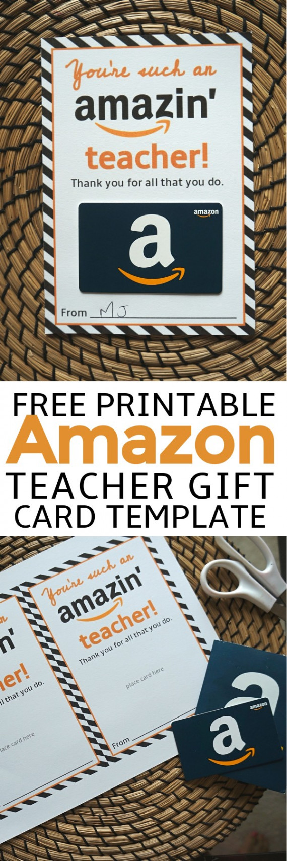 Free Amazon Teacher Gift Card Printable Template - Give Gift of Amazon