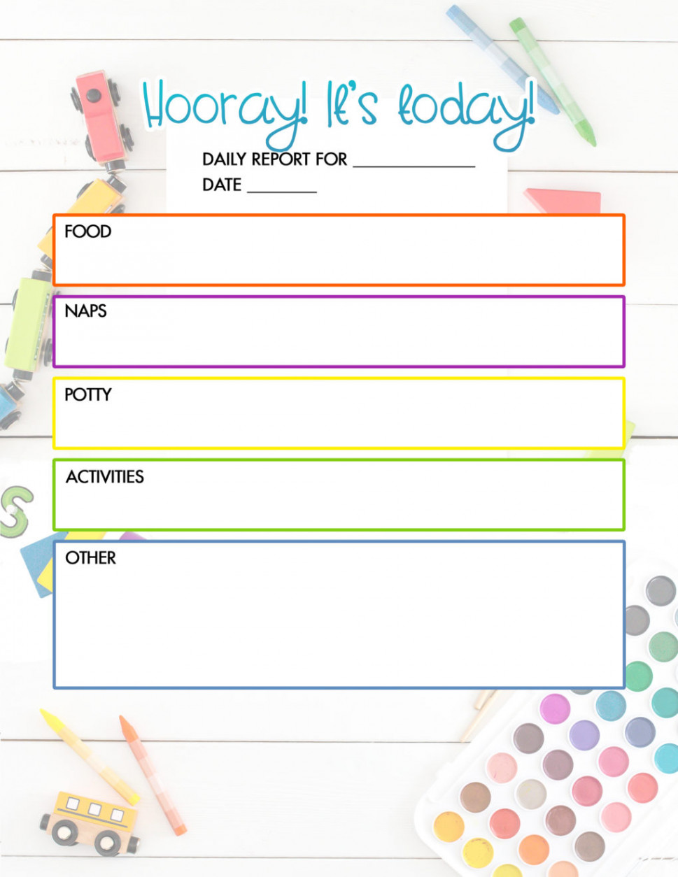 Free Daycare Daily Report  Child Care Printable - The DIY Lighthouse