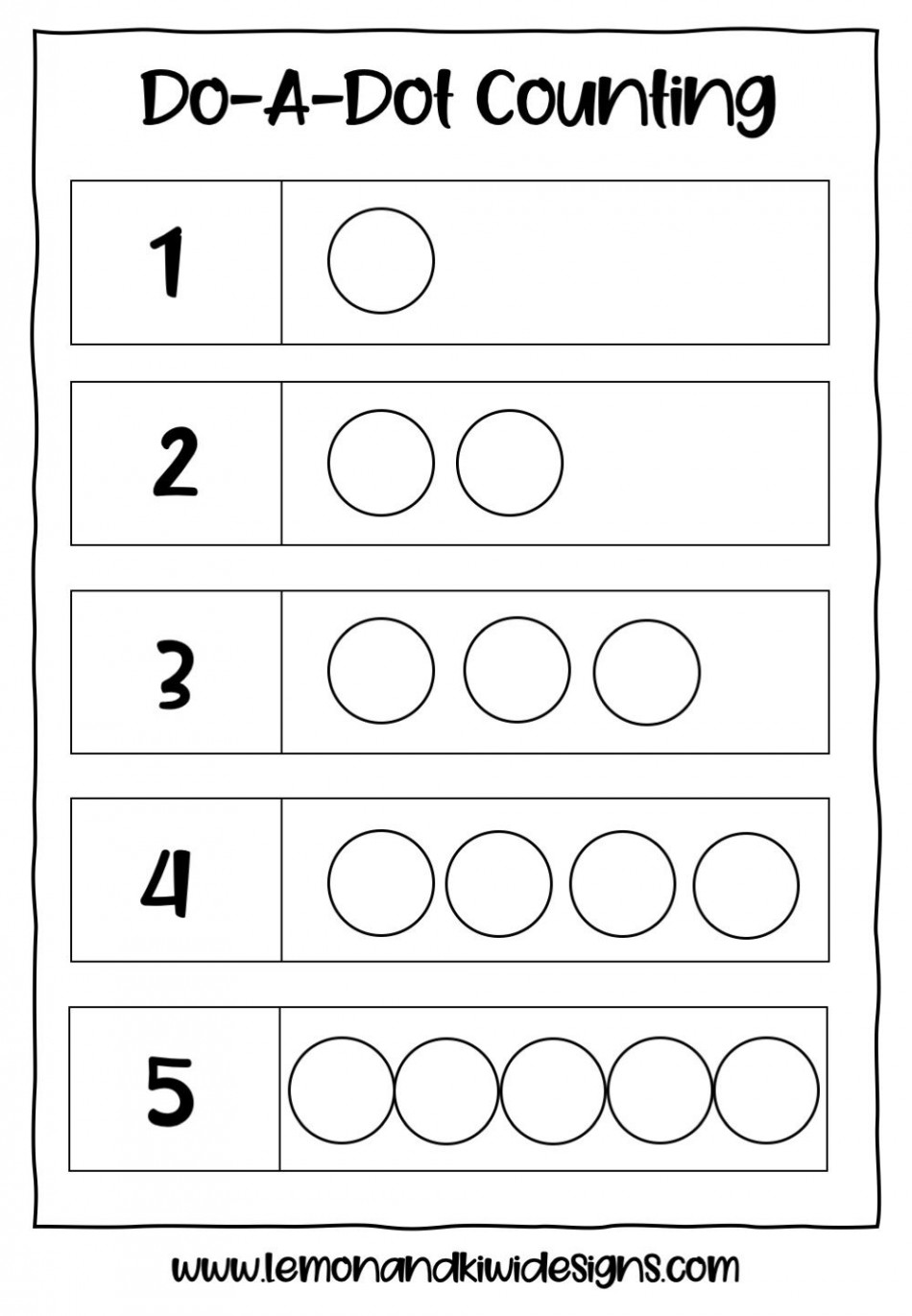 Free Do-A-Dot Counting Worksheet  Counting activities preschool