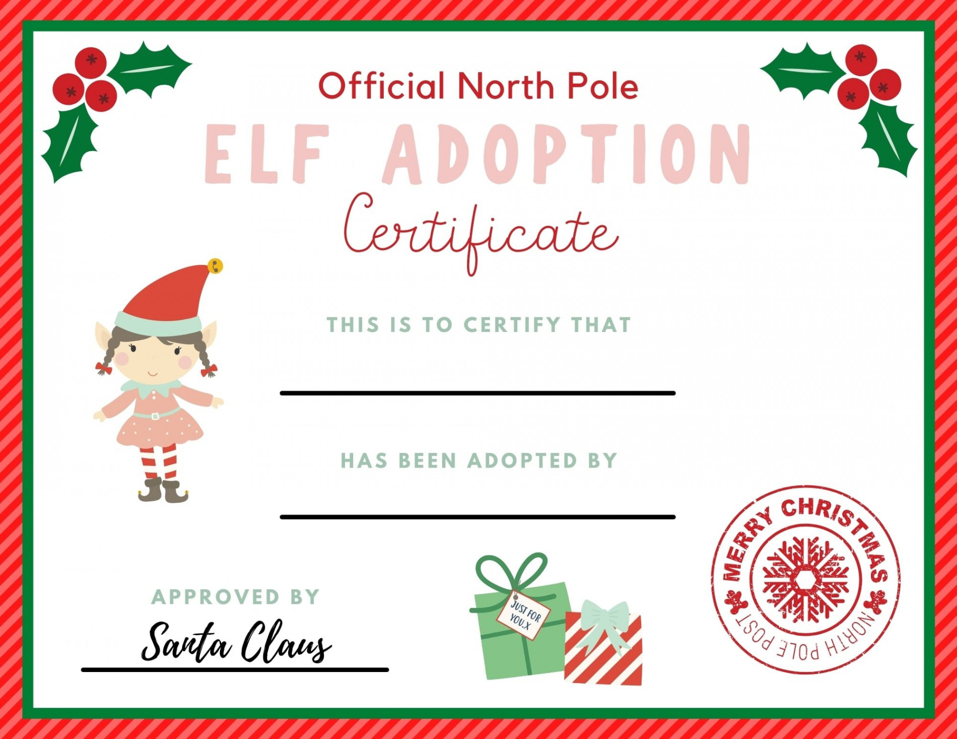 FREE Elf Adoption Certificate for Your Elf on the Shelf - Make