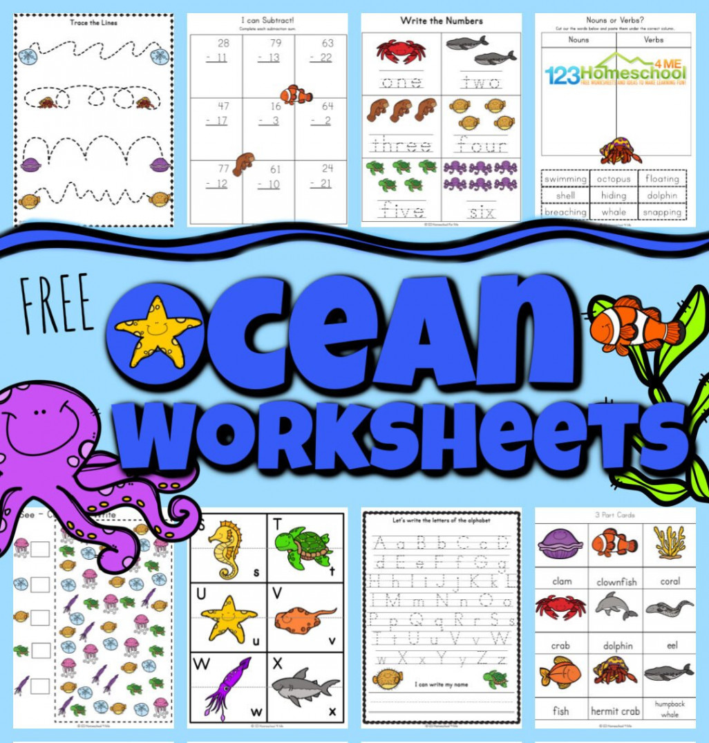 🐠 FREE FREE Printable Ocean Worksheets for Kids, Kind