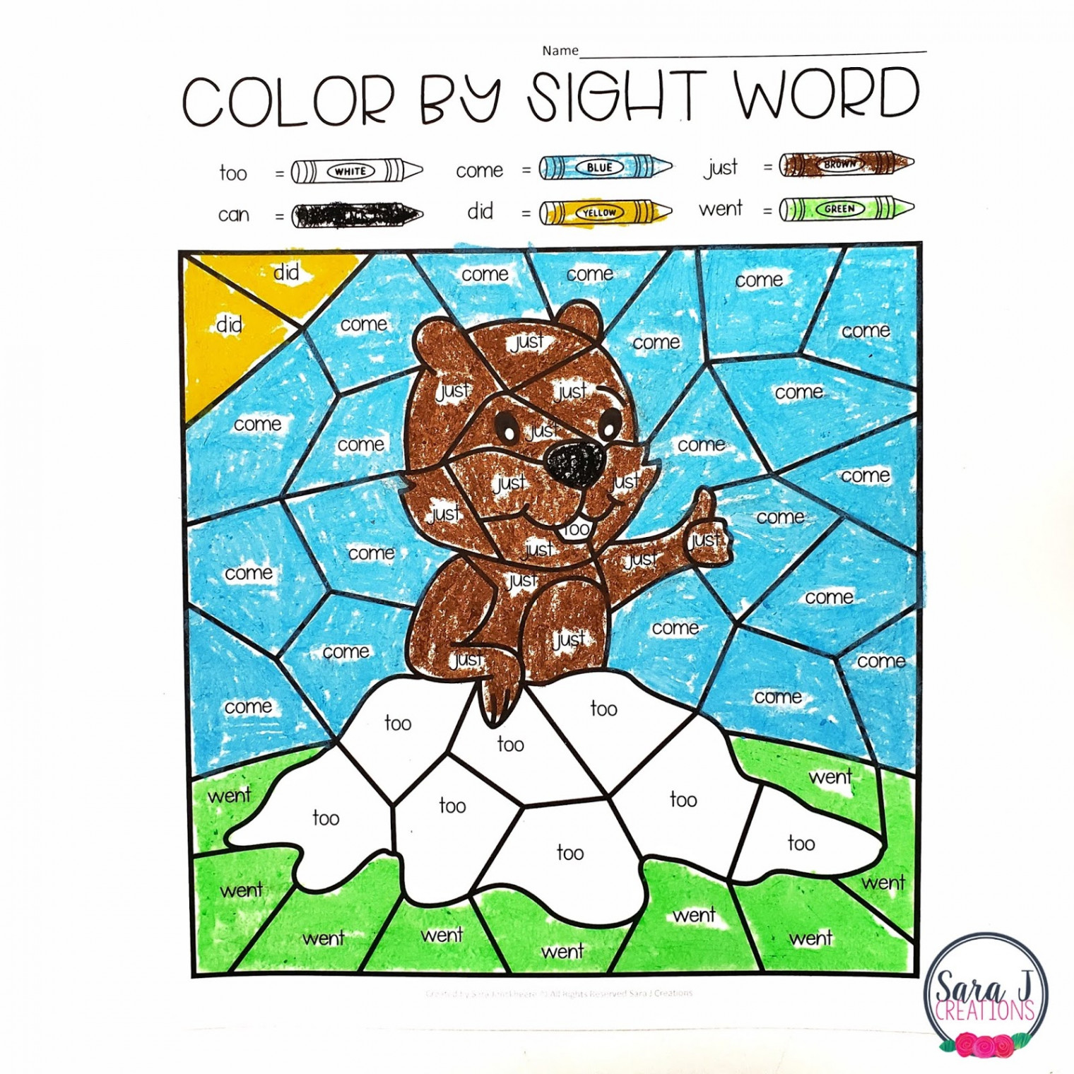 Free Groundhog Day Color by Sight Word Activities  Sara J Creations