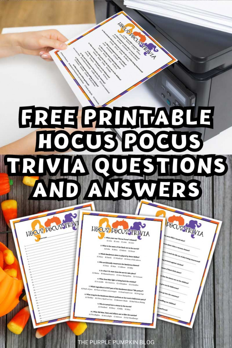 Free Hocus Pocus Trivia Questions and Answers Printable