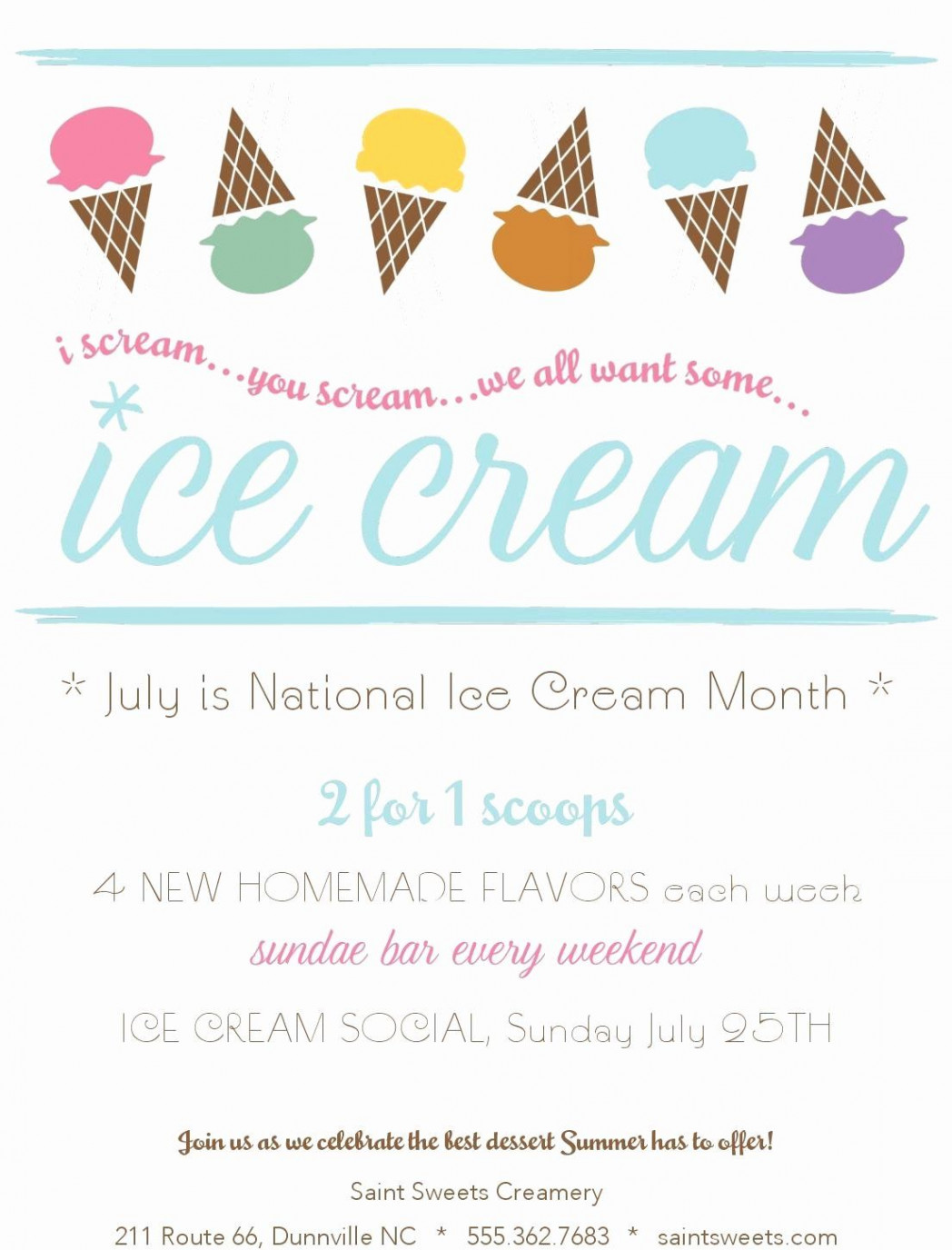 Free Ice Cream social Flyer Template Beautiful Ice Cream social