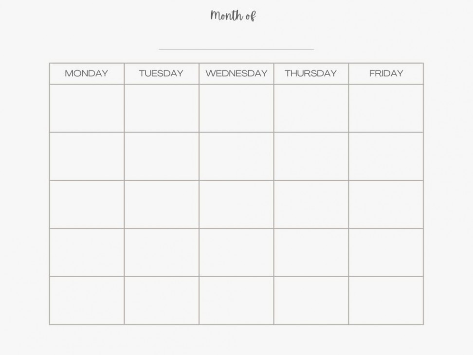 Free Monday through Friday Printable Calendar - Weekly and Monthly