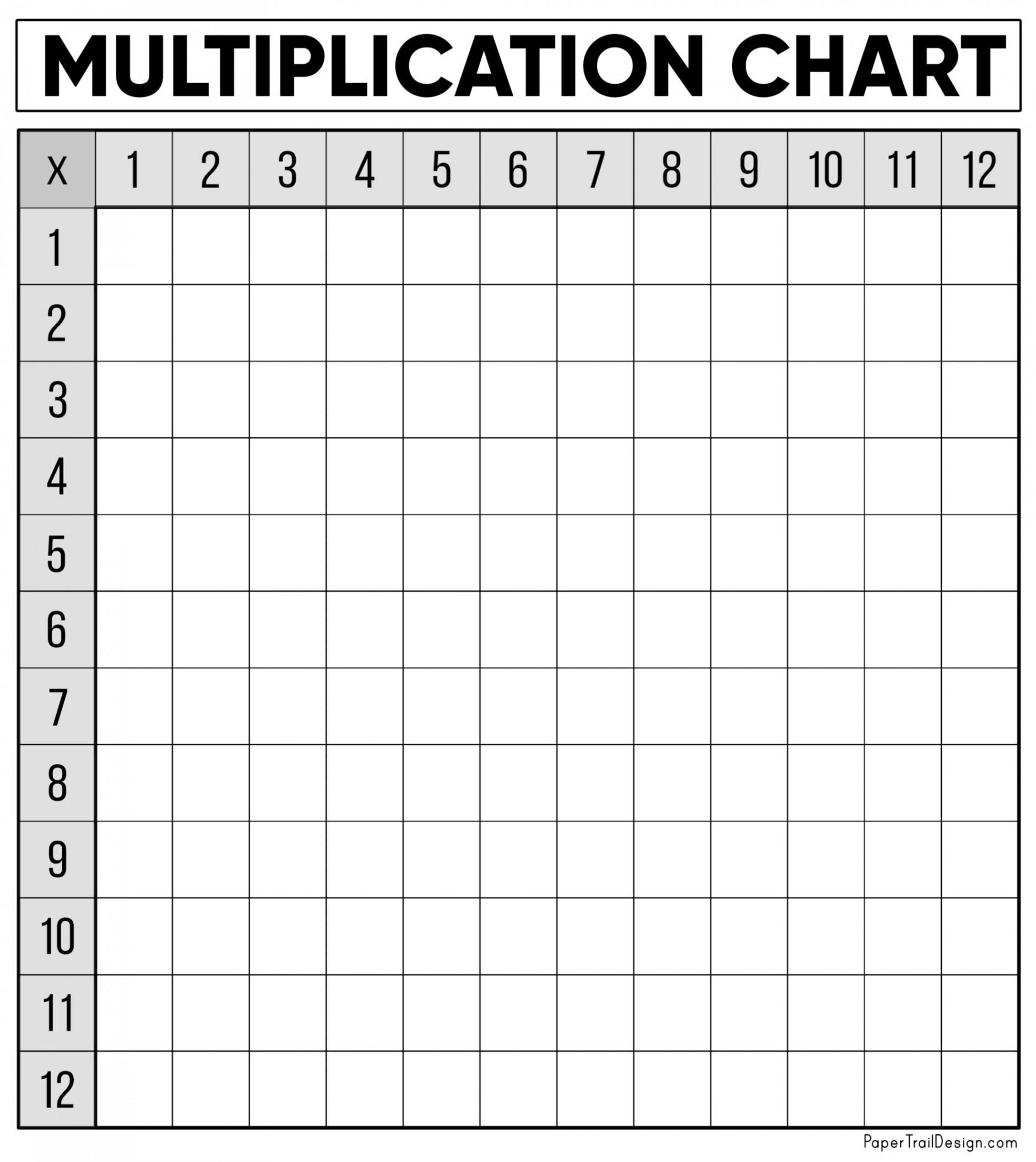 Free Multiplication Chart Printable - Paper Trail Design