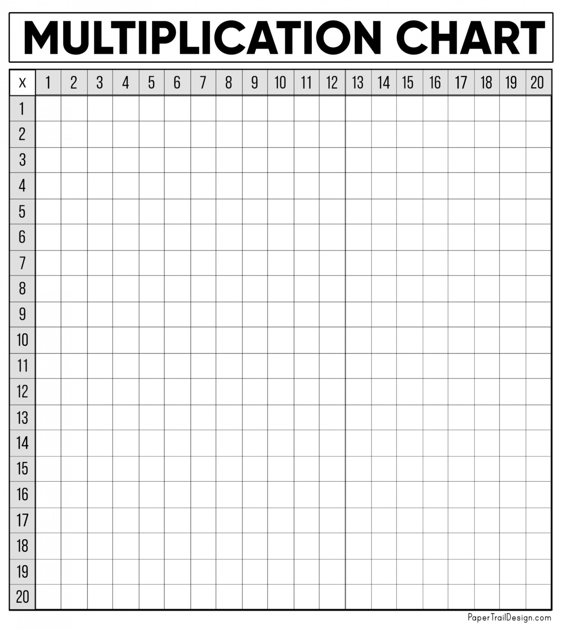 Free Multiplication Chart Printable - Paper Trail Design