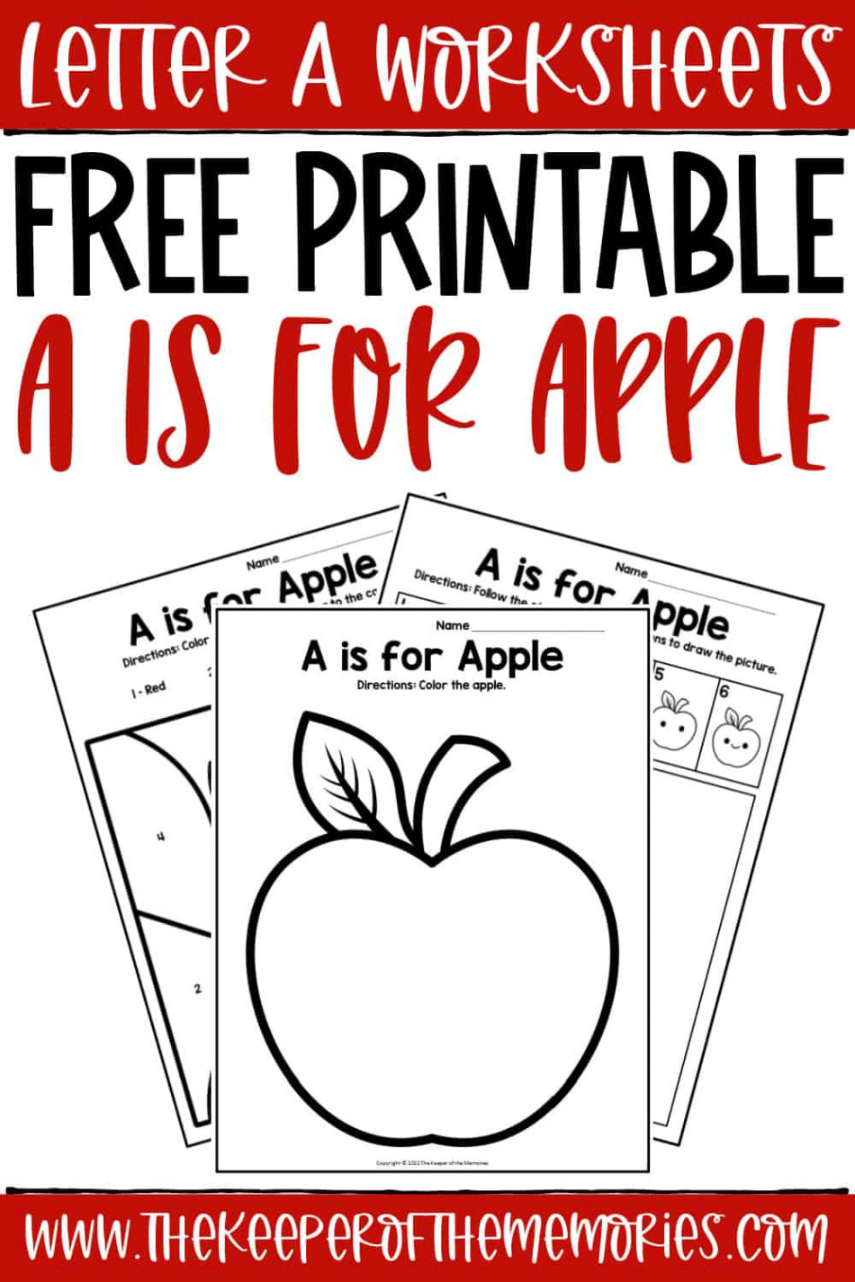 Free Printable A is for Apple Letter A Worksheets - The Keeper of