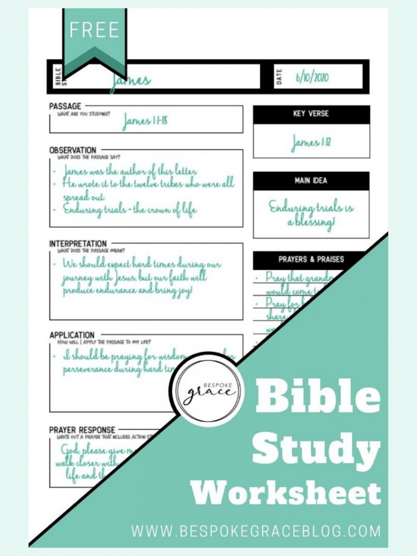 FREE Printable Bible Study Worksheet — Bespoke Grace