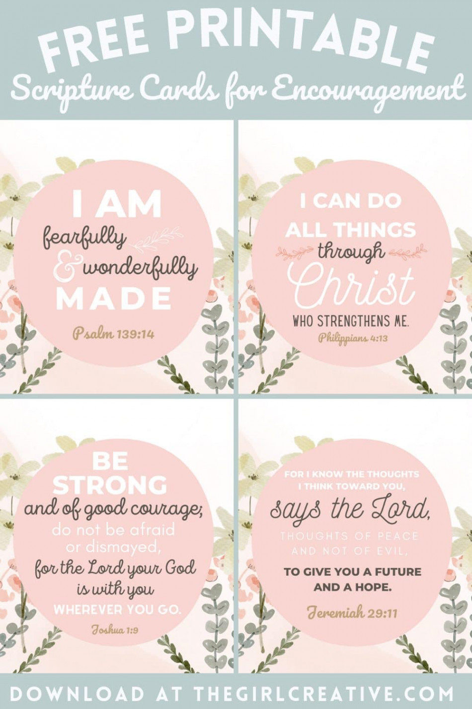 Free Printable Bible Verses for Encouragement - The Girl Creative