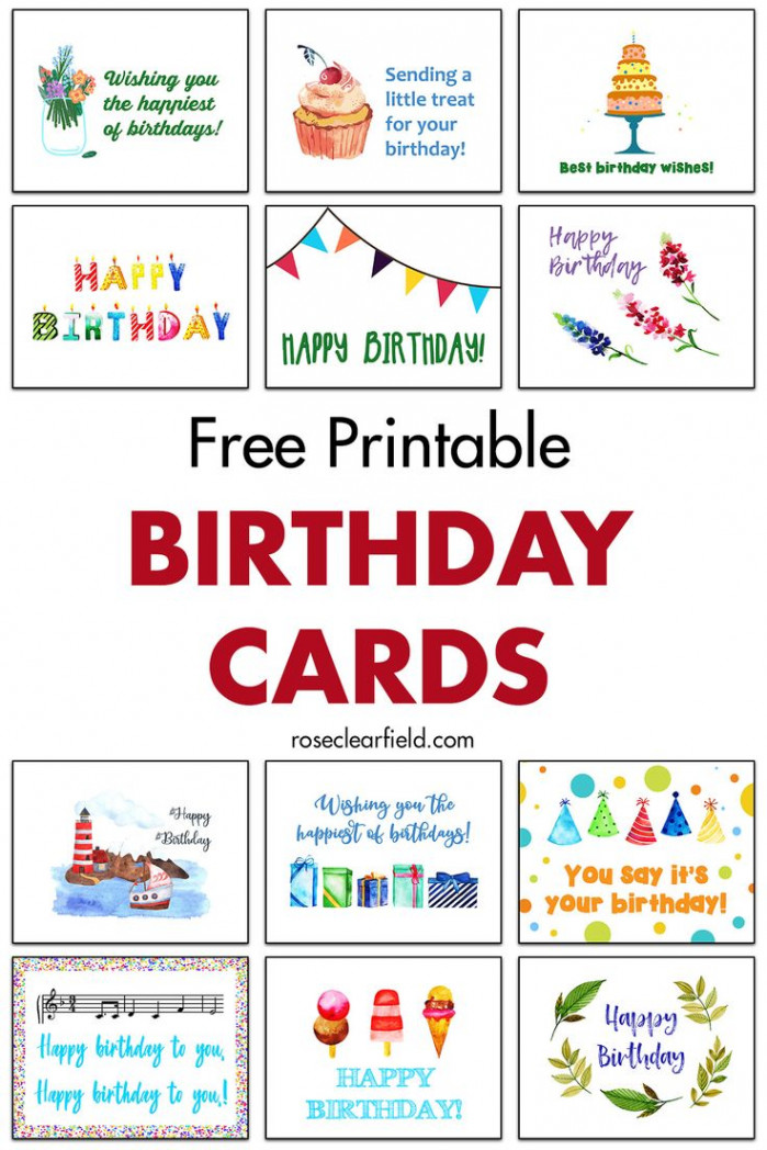 Free Printable Birthday Cards - Rose Clearfield  Free printable